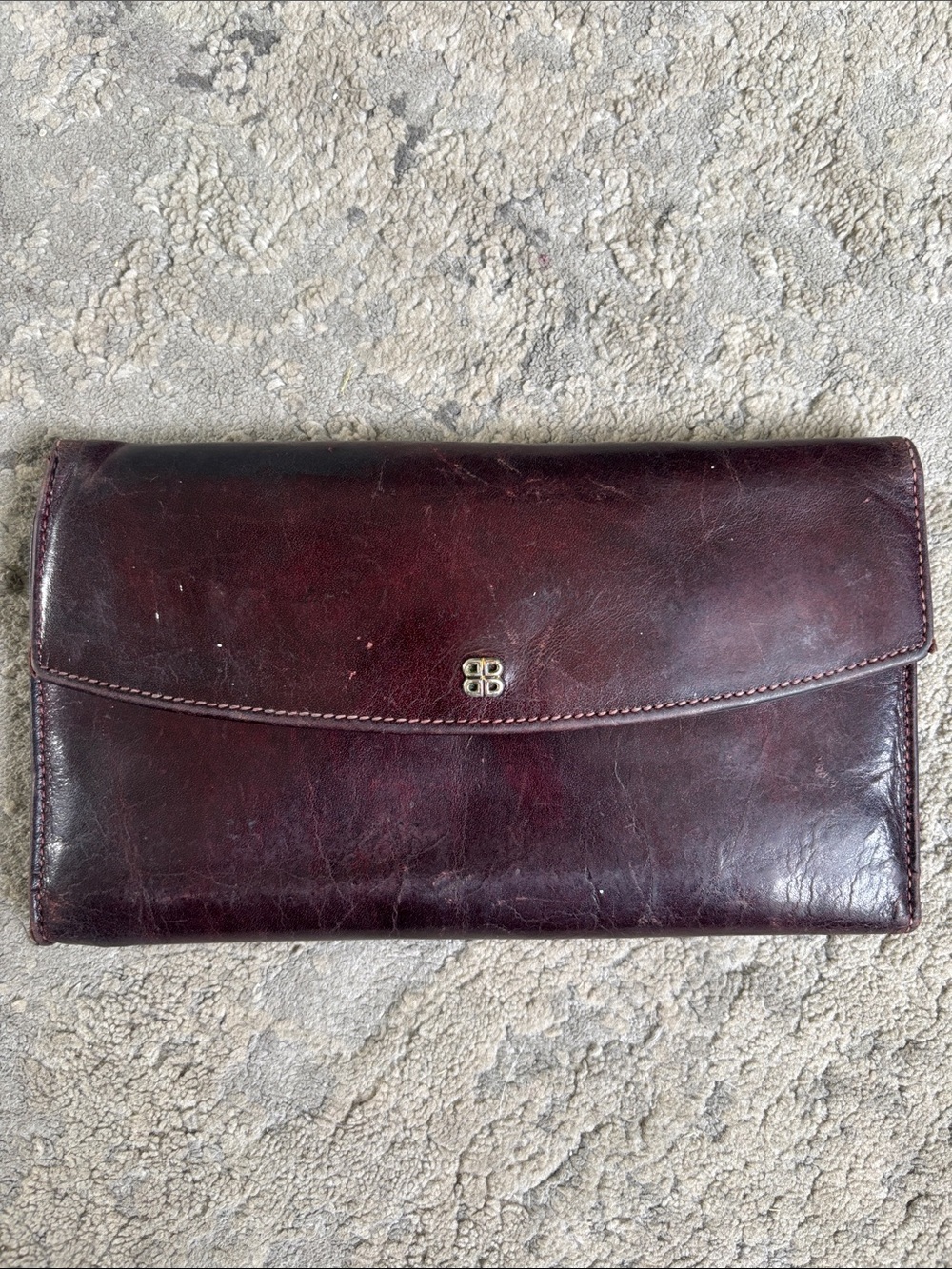 Bosca Leather Envelope Wallet in Deep Burgundy